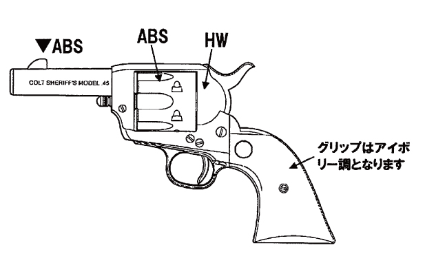 【HWS】コルト SAA.45 シェリフス ABSカスタム 3.5インチ 組立キット